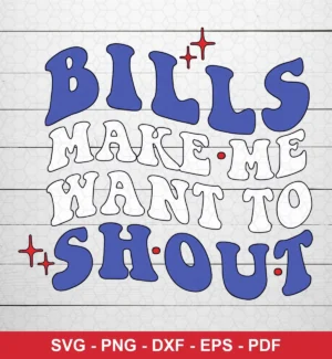bold, playful typography with a retro/psychedelic vibe Bills bold design expressing enthusiasm and team pride for Cricut and Silhouette cutting machines