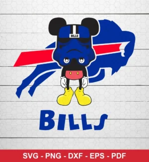 modern cartoon mashup Bills logo design expressing team pride for Cricut and Silhouette cutting machines
