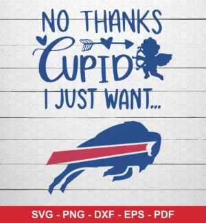 modern minimalist with a playful cartoon silhouette Bills classic design expressing preference for football over Valentine's Day theme for Cricut and Silhouette cutting machines