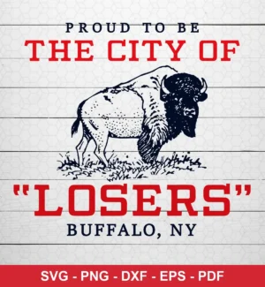 vintage, minimalist, text-focused with a classic buffalo illustration Bills classic design expressing mockery for Cricut and Silhouette cutting machines