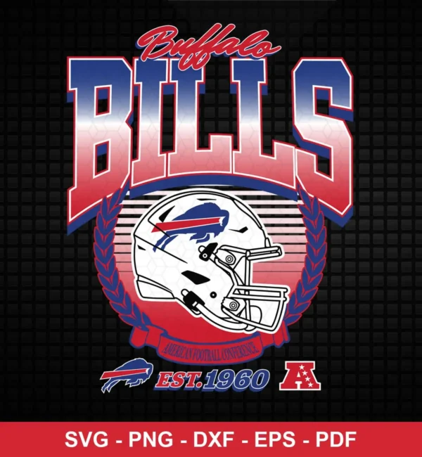 vintage sports logo style with modern gradient and bold typography Bills logo design expressing team pride and nostalgia for Cricut and Silhouette cutting machines