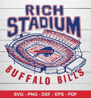 modern minimalist with a focus on stadium illustration and bold typography Bills classic design expressing team pride and nostalgia for Cricut and Silhouette cutting machines
