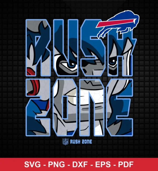 modern cartoon style with bold outlines and sharp color contrasts Bills bold design expressing team pride and intensity for Cricut and Silhouette cutting machines