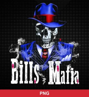 modern cartoon with dark, edgy, and smoky elements Bills skull design expressing team pride and toughness for Cricut and Silhouette cutting machines
