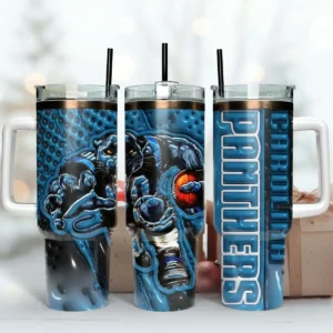 Carolina Panthers 3D Inflated Mascot 40oz Skinny Tumbler PNG