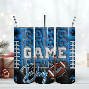 Carolina Panthers Game Day 20oz Tumbler Wrap Design PNG