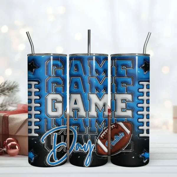 Carolina Panthers Game Day 20oz Tumbler Wrap Design PNG