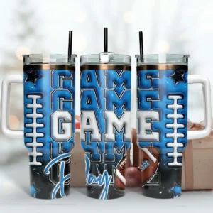 Carolina Panthers Game Day 40oz Tumbler Wrap Design PNG