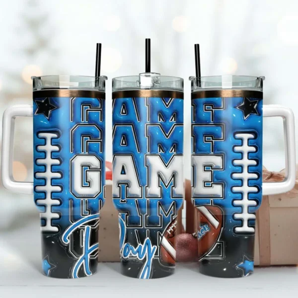 Carolina Panthers Game Day 40oz Tumbler Wrap Design PNG