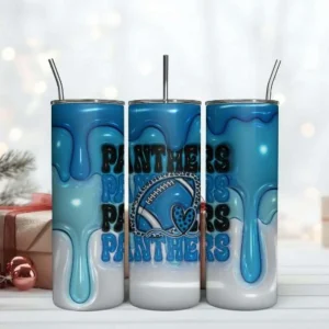 Carolina Panthers Inflated Puff Skinny Tumbler 20oz PNG File