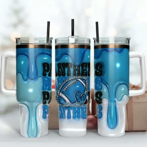 Carolina Panthers Inflated Puff Skinny Tumbler 40oz Straight And Tapered PNG
