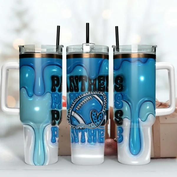 Carolina Panthers Inflated Puff Skinny Tumbler 40oz Straight And Tapered PNG