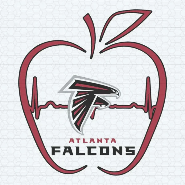 Apple Heartbeat Teacher Symbol Atlanta Falcons SVG