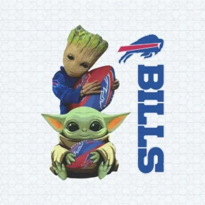 Baby Yoda And Groot Hug Buffalo Bills Logo SVG