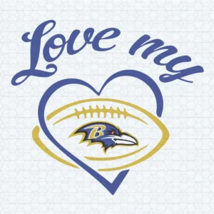 Baltimore Ravens Love Heart Football SVG