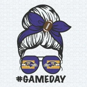 Baltimore Ravens Messy Bun Mom Game Day SVG
