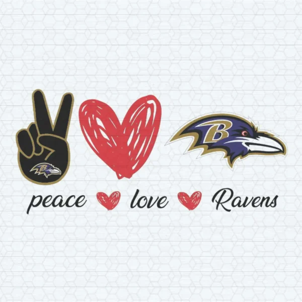 Baltimore Ravens Peace Love SVG Background Transparent