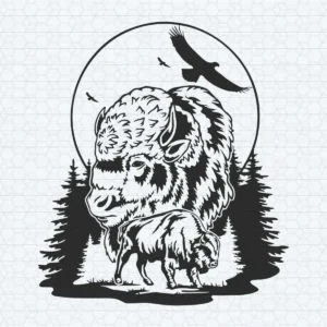 Black Solid Buffalo Bills Bison Wild Animal SVG
