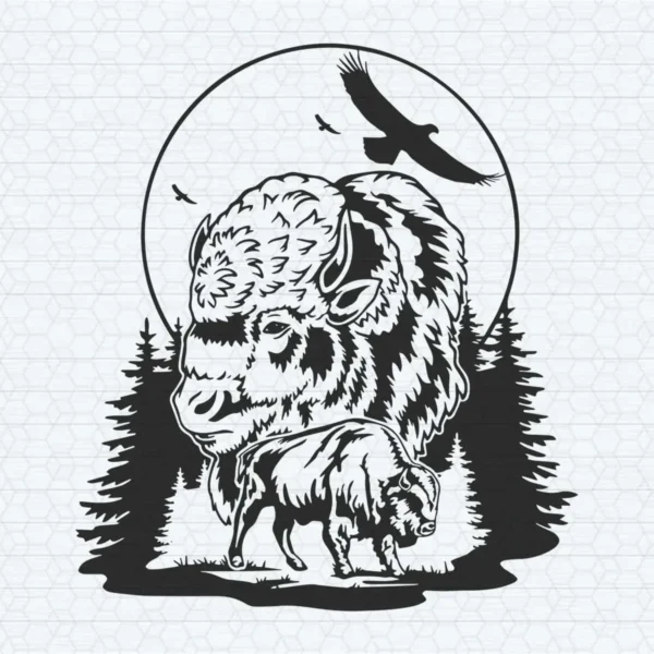 Black Solid Buffalo Bills Bison Wild Animal SVG