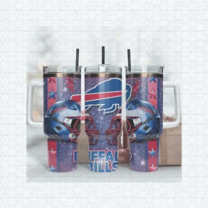 Buffalo Bills 40oz Skinny Tumbler Wrap Design PNG