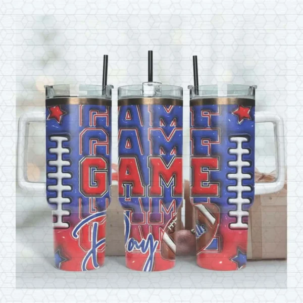 Buffalo Bills Game Day 40oz Tumbler Wrap Design PNG