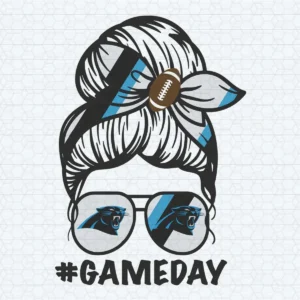 Carolina Panthers Messy Bun Mom Game Day SVG Happy Mother's Day