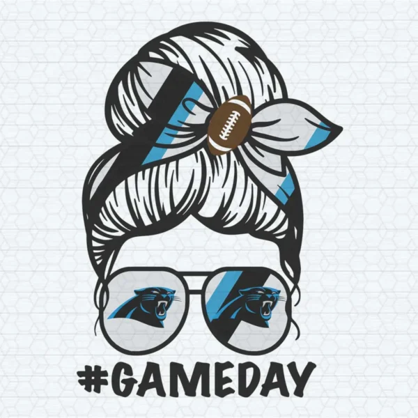Carolina Panthers Messy Bun Mom Game Day SVG Happy Mother's Day