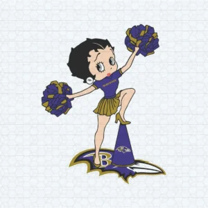 Cheerleader Betty Boop with Baltimore Ravens Logo SVG