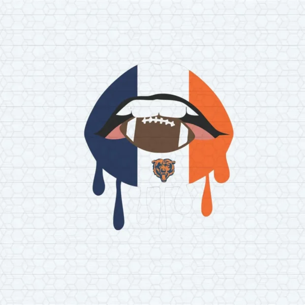 Chicago Bears Cute Lips Football Vector Logo NFL SVG
