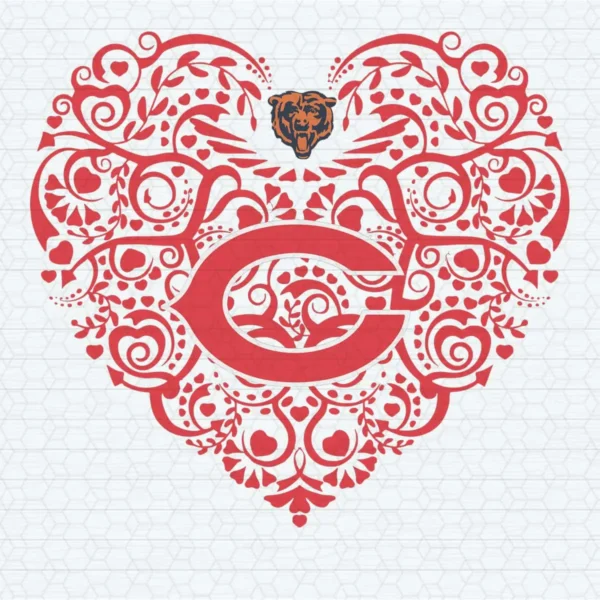 Chicago Bears Football Heart NFL SVG Background Transparent