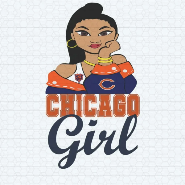 Chicago Bears Girl SVG Background Transparent Digital File