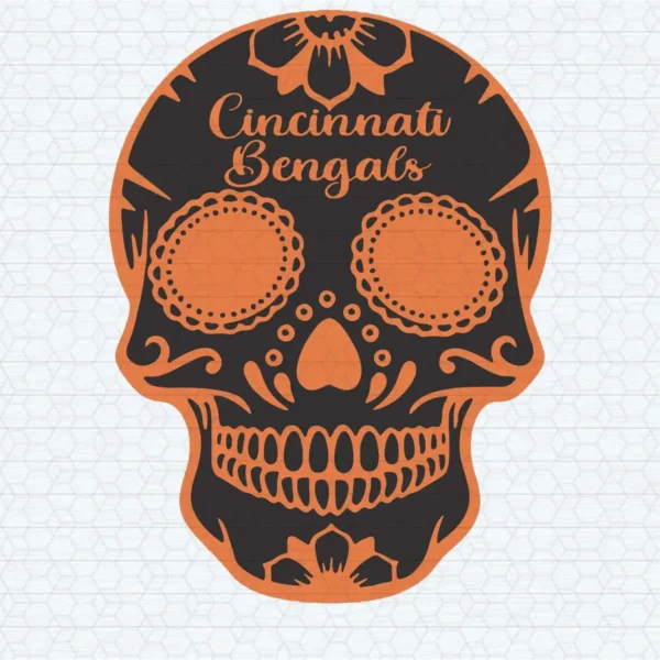bold and modern with a cultural twist Bengals skull SVG design showing excitement and pride for Cricut and Silhouette cutting machines