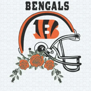 modern with a vintage touch, featuring bold lines and intricate floral elements Bengals helmet SVG design showing excitement and pride for Cricut and Silhouette cutting machines