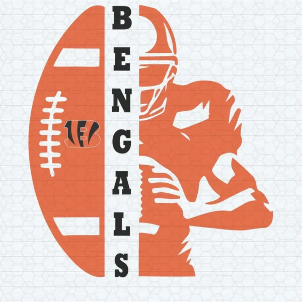 modern and bold with a dynamic representation of a player and football Bengals classic SVG design showing excitement and pride for Cricut and Silhouette cutting machines