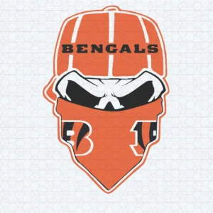 bold and modern with a hint of streetwear influence Bengals skull SVG design showing excitement and pride for Cricut and Silhouette cutting machines