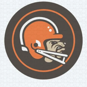 vintage with a modern twist, featuring bold lines and a playful mascot representation Browns helmet SVG design showing nostalgia and pride for Cricut and Silhouette cutting machines