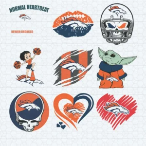 modern with vintage influences, featuring bold graphics and playful elements Broncos classic SVG design showing excitement and pride for Cricut and Silhouette cutting machines