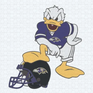 Donald Duck Character with Baltimore Ravens Helmet SVG