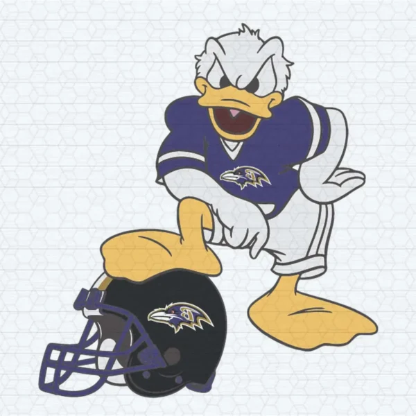 Donald Duck Character with Baltimore Ravens Helmet SVG