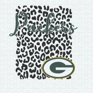 modern with a playful twist, incorporating a bold animal print background Packers classic SVG design showing excitement and pride for Cricut and Silhouette cutting machines