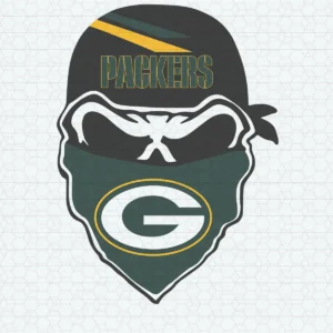 modern with vintage influences, bold and graphic Packers skull SVG design showing pride and loyalty for Cricut and Silhouette cutting machines