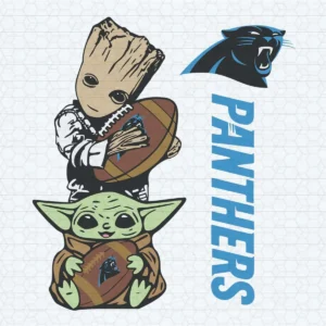 Groot And Baby Yoda Carolina Panthers SVG