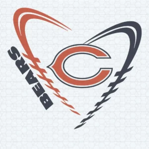 Heart Love Football Chicago Bears NFL Teams SVG Cricut File