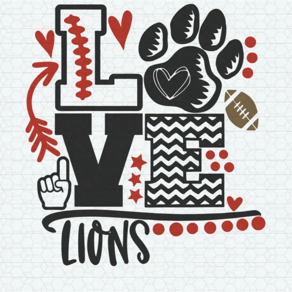 modern and playful with a vintage touch Lions classic SVG design showing excitement and pride for Cricut and Silhouette cutting machines
