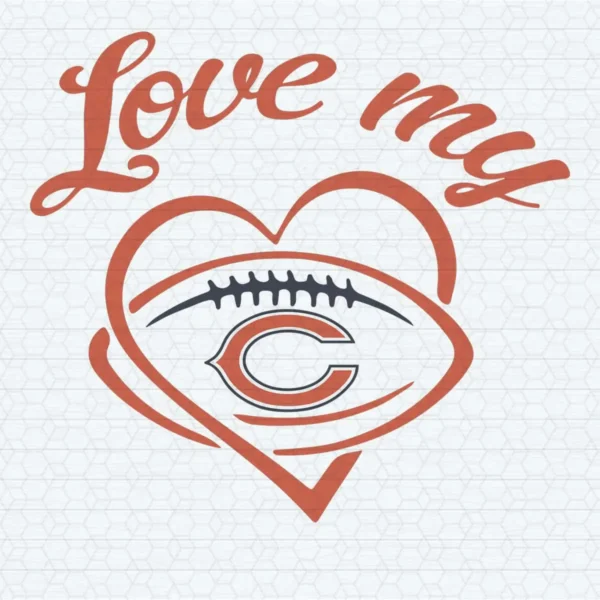 Love My Chicago Bears SVG Football Logo Heart And Ball