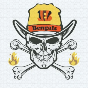 bold and edgy with a vintage twist Bengals skull SVG design showing excitement and camaraderie for Cricut and Silhouette cutting machines