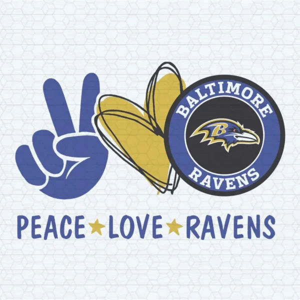 Peace Love Baltimore Ravens Themed SVG