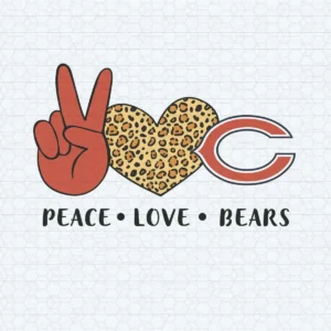 Peace Love Bears SVG Chicago Bears Leopard Heart Shape