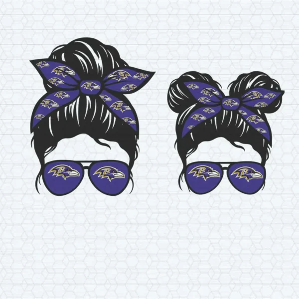 Ravens Fan Hair Bow and Sunglasses SVG