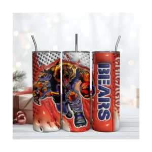 Chicago Bears 3D Inflated Mascot 20oz Skinny Tumbler PNG